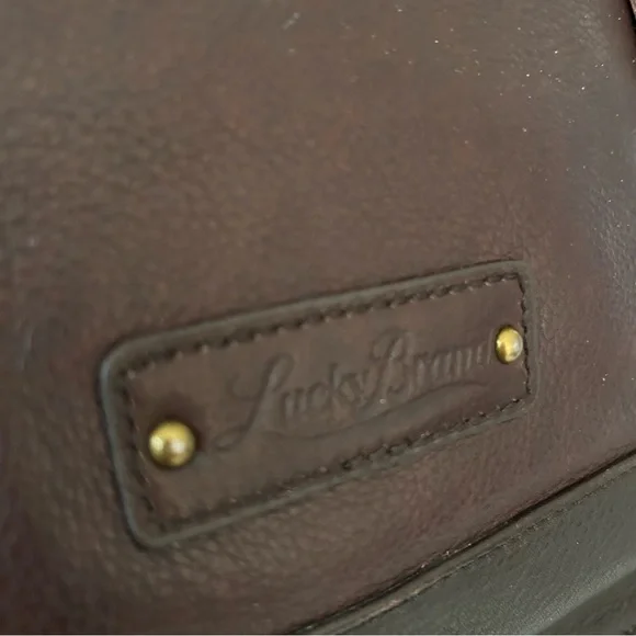 Lucky Brand Brown on Brown Studded Leather Crossbody Bag - Picture 5 of 10